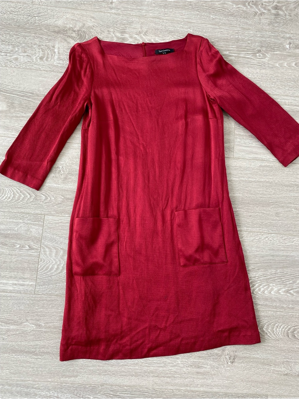 Designer Vintage- Red Mini Shift Dress with Patch Pockets